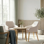Chaises de salle à manger avec accoudoirs dossier réglable en velours rembourré lot de 6 pieds en bois beige