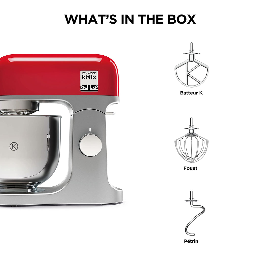 Robot pâtissier KMX750RD 1000 W avec bol en acier inoxydable 5 L et accessoires de pâtisserie 3 pièces