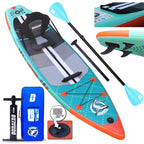 Planche de paddle gonflable 330 x 76 x 15 cm convertible kayak siège inclus capacité 150 kg support caméra 3 ailerons pagaie double réglable