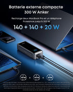 Batterie Externe 26250 mAh USB C 300 W Charge Rapide 3 Ports Compatible Ordinateur Portable