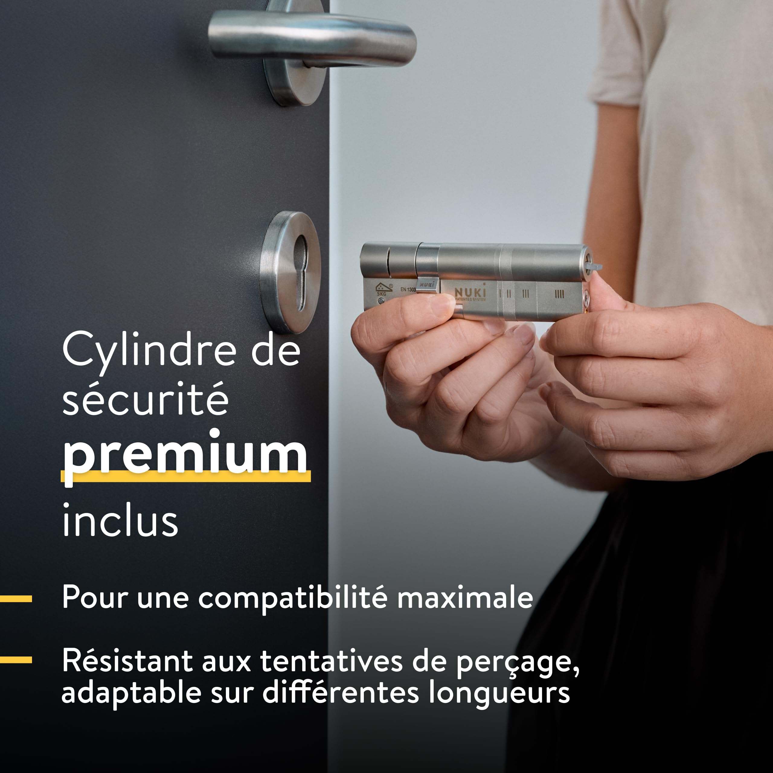 Serrure intelligente Ultra 221145 avec Bluetooth Wi-Fi et Matter verrouillage électronique pour porte avec cylindre universel