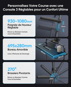 Tapis de course pliable inclinable RM02 6 en 1 avec bureau amovible vitesse 12 km/h moteur 3.0 HP inclinaison 12% charge 150 kg