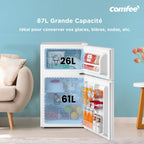 Réfrigérateur congélateur sous plan RCT87WH2(E) 87L 2 portes thermostat réglable étagères amovibles porte réversible blanc