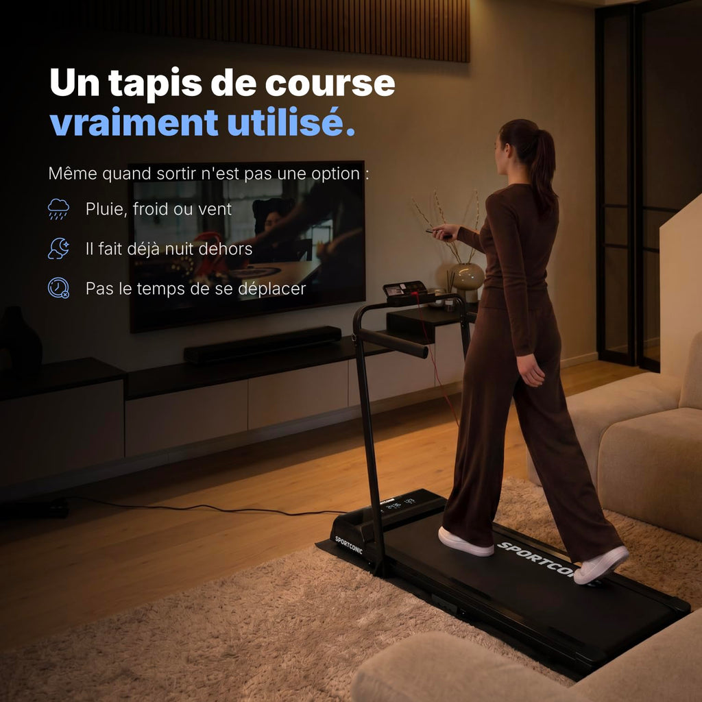 Tapis de course pliable P106FA avec inclinaison manuelle vitesse 12 km/h écran LED télécommande