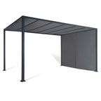Pergola de jardin coulissante 3 x 4 m structure acier toile polyester 160 g/m² gris anthracite