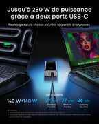 Batterie Externe 26250 mAh USB C 300 W Charge Rapide 3 Ports Compatible Ordinateur Portable