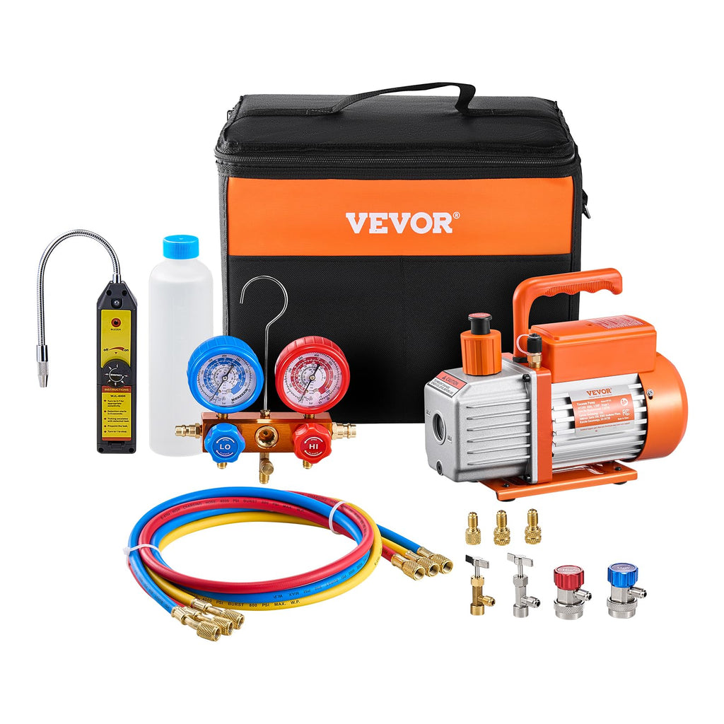 Pompe à vide climatisation VP145 127 L/min 4,5 CFM avec kit manomètre collecteur réfrigérant détecteur de fuite et accessoires
