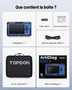 Valise diagnostic auto OBD2 ArtiDiag600S écran tactile 5 pouces Android 11 diagnostic 4 systèmes 9 fonctions réinitialisation