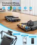 Tapis de course pliable inclinable RM02 6 en 1 avec bureau amovible vitesse 12 km/h moteur 3.0 HP inclinaison 12% charge 150 kg