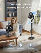 Ventilateur sur pied DR-HPF015S intelligent oscillation 3D 150°+100° moteur DC silencieux 20 dB 12 vitesses 6 modes télécommande