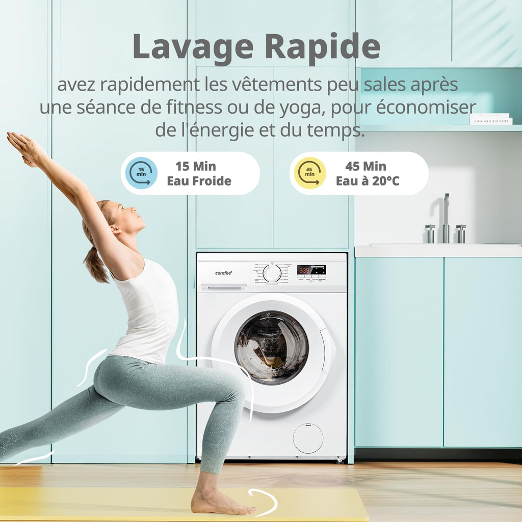 Lave-linge frontal 9 kg CFE12EW90/W Classe énergétique A Moteur BLDC 1400 tr/min 15 programmes Vapeur
