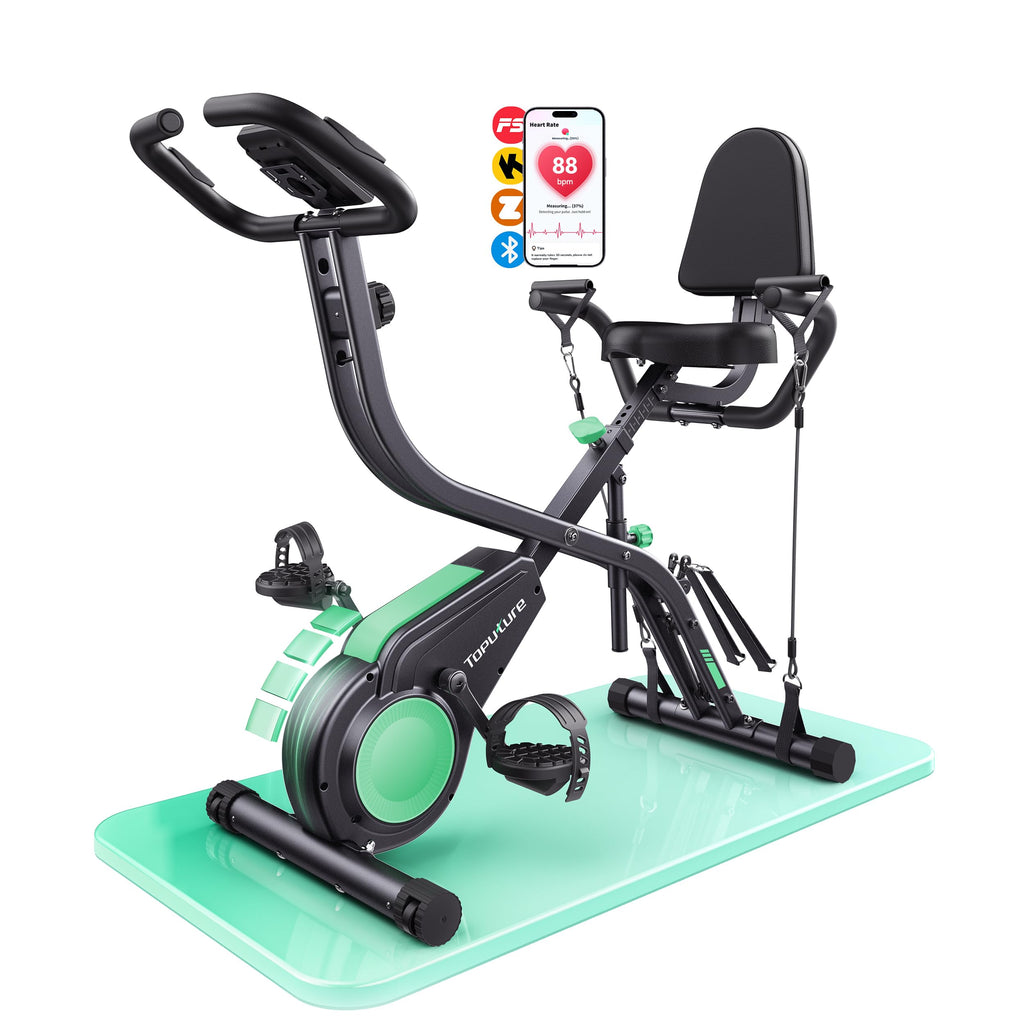 Vélo d'appartement pliable TEB4 5 en 1 avec résistance magnétique 16 niveaux écran LCD connexion APP capacité 140 kg