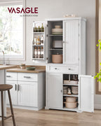 Buffet haut de cuisine BBC561W21 avec tiroir placards et étagères réglables charge maximale 27 kg 76 x 182,1 cm blanc