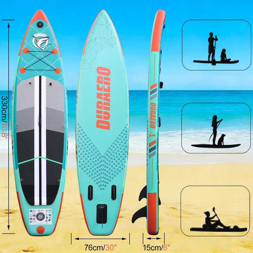 Planche de paddle gonflable 330 x 76 x 15 cm convertible kayak siège inclus capacité 150 kg support caméra 3 ailerons pagaie double réglable