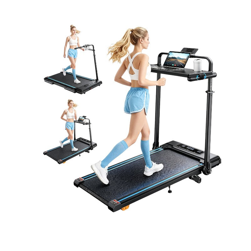 Tapis de course pliable inclinable RM02 6 en 1 avec bureau amovible vitesse 12 km/h moteur 3.0 HP inclinaison 12% charge 150 kg