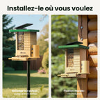 Mangeoire oiseaux avec caméra solaire Birdfy bois 1080p IA identification 6000 espèces batterie 5200mAh