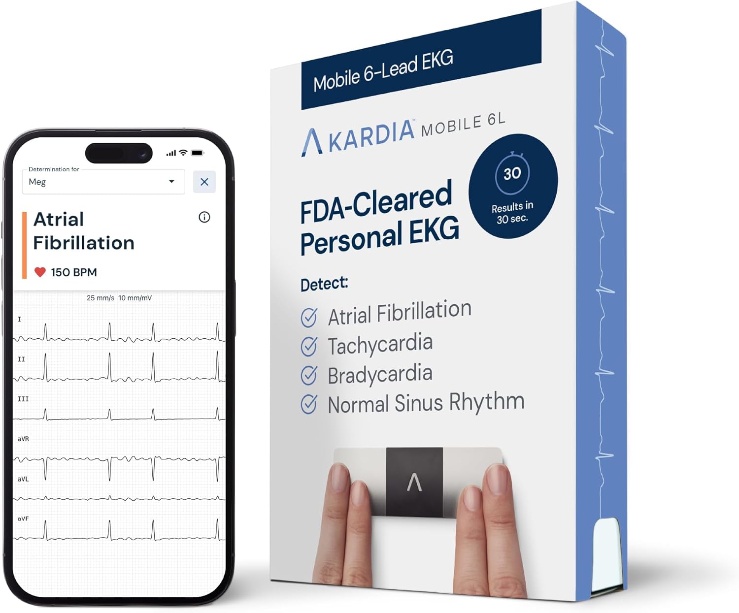 Moniteur ECG personnel KardiaMobile 6L à 6 dérivations avec capteur ECG Bluetooth autonomie 200 heures