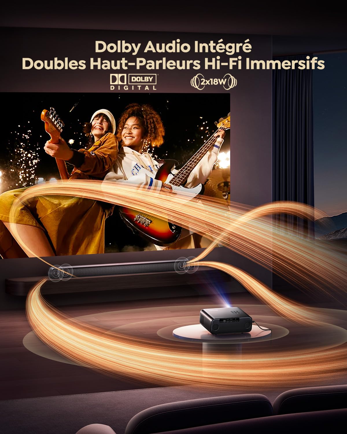 Vidéoprojecteur portable 4K P62 Pro 1500 ANSI Android WiFi 6 Bluetooth Dolby HDR10 Auto Focus Correction Keystone
