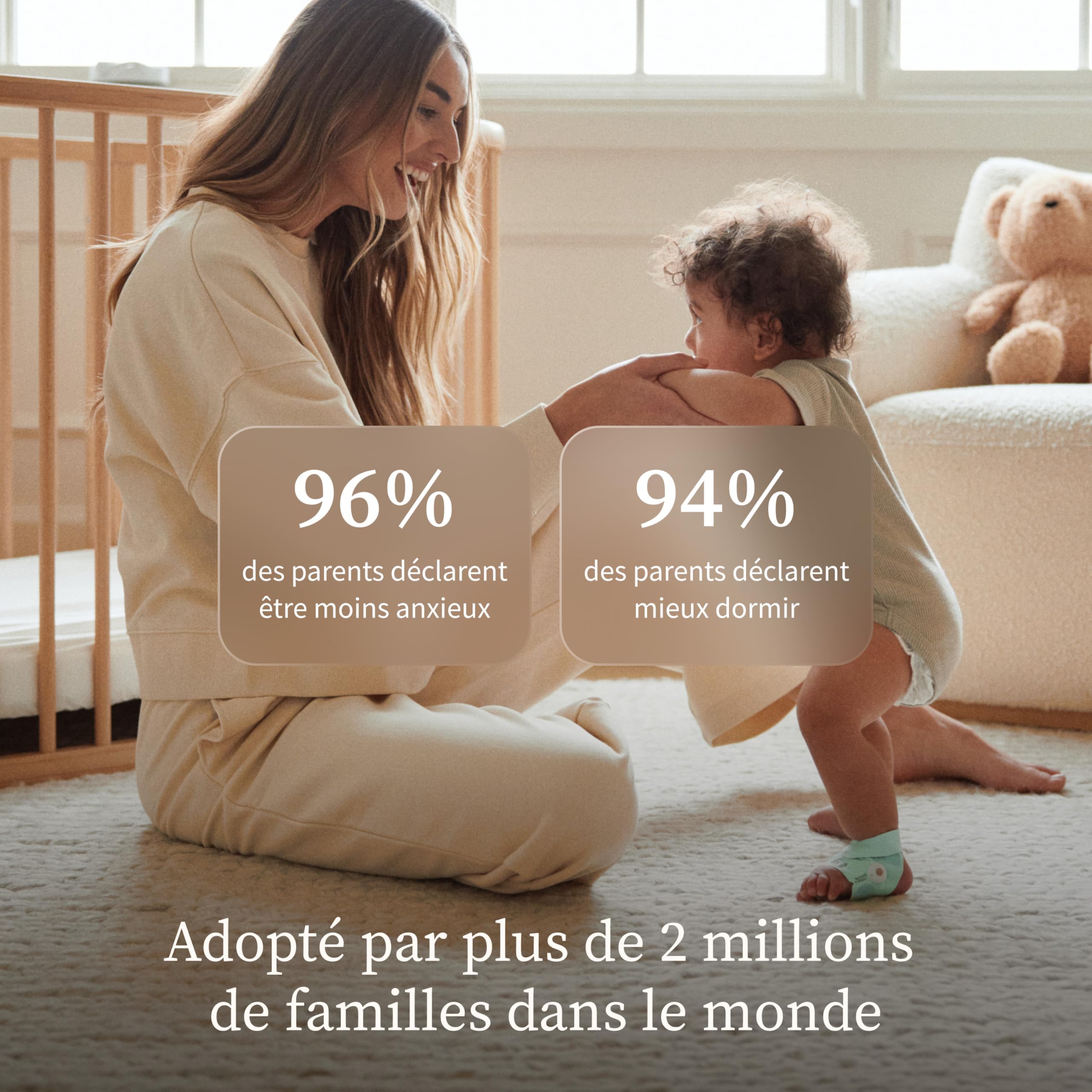 Moniteur bébé intelligent Dream Sock suivi fréquence cardiaque oxygène sommeil capteur optique