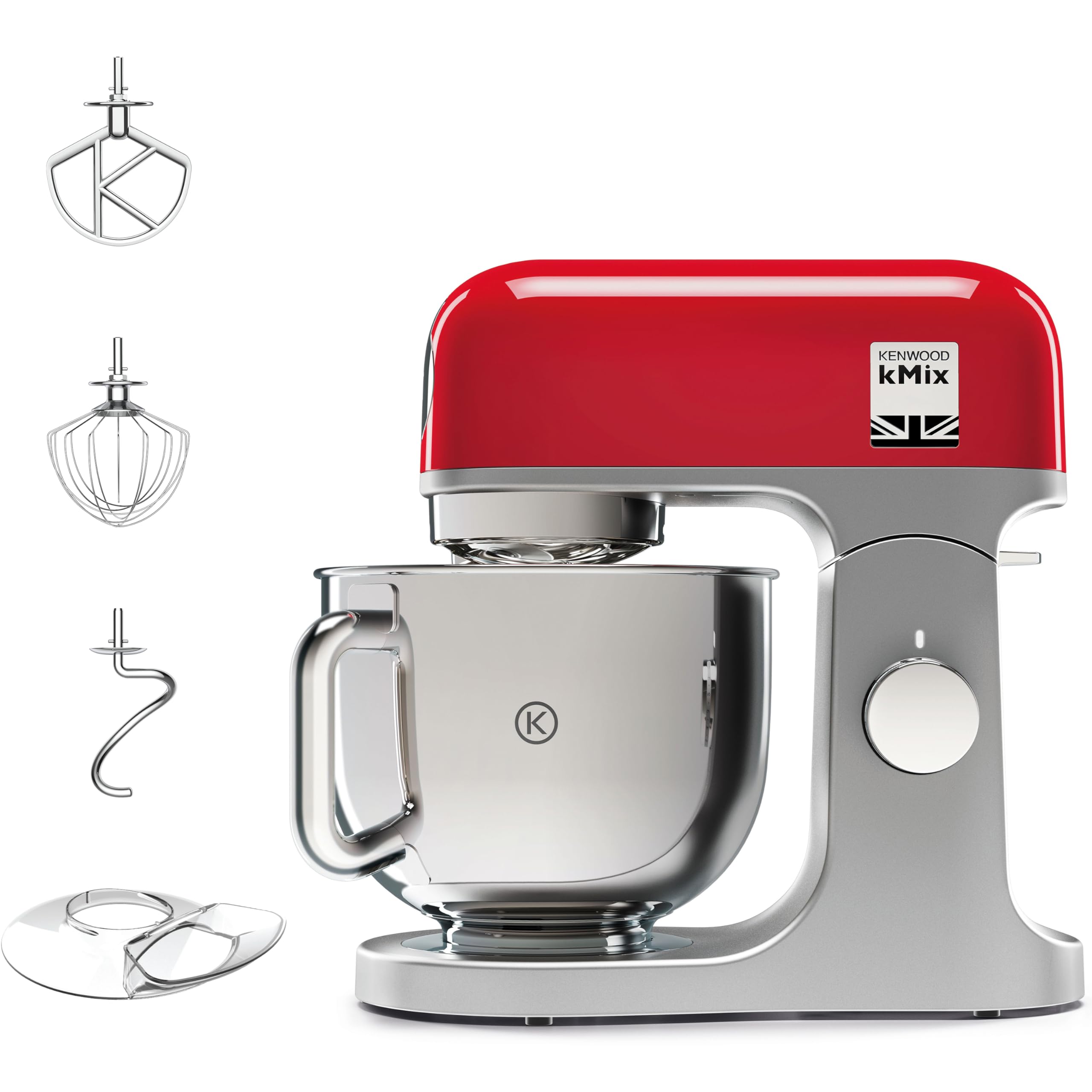 Robot pâtissier KMX750RD 1000 W avec bol en acier inoxydable 5 L et accessoires de pâtisserie 3 pièces