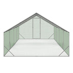 Enclos poulailler 24 m² parc grillagé 8x3x2 m en acier avec bâche de toit porte à loquet pour volailles et petits animaux