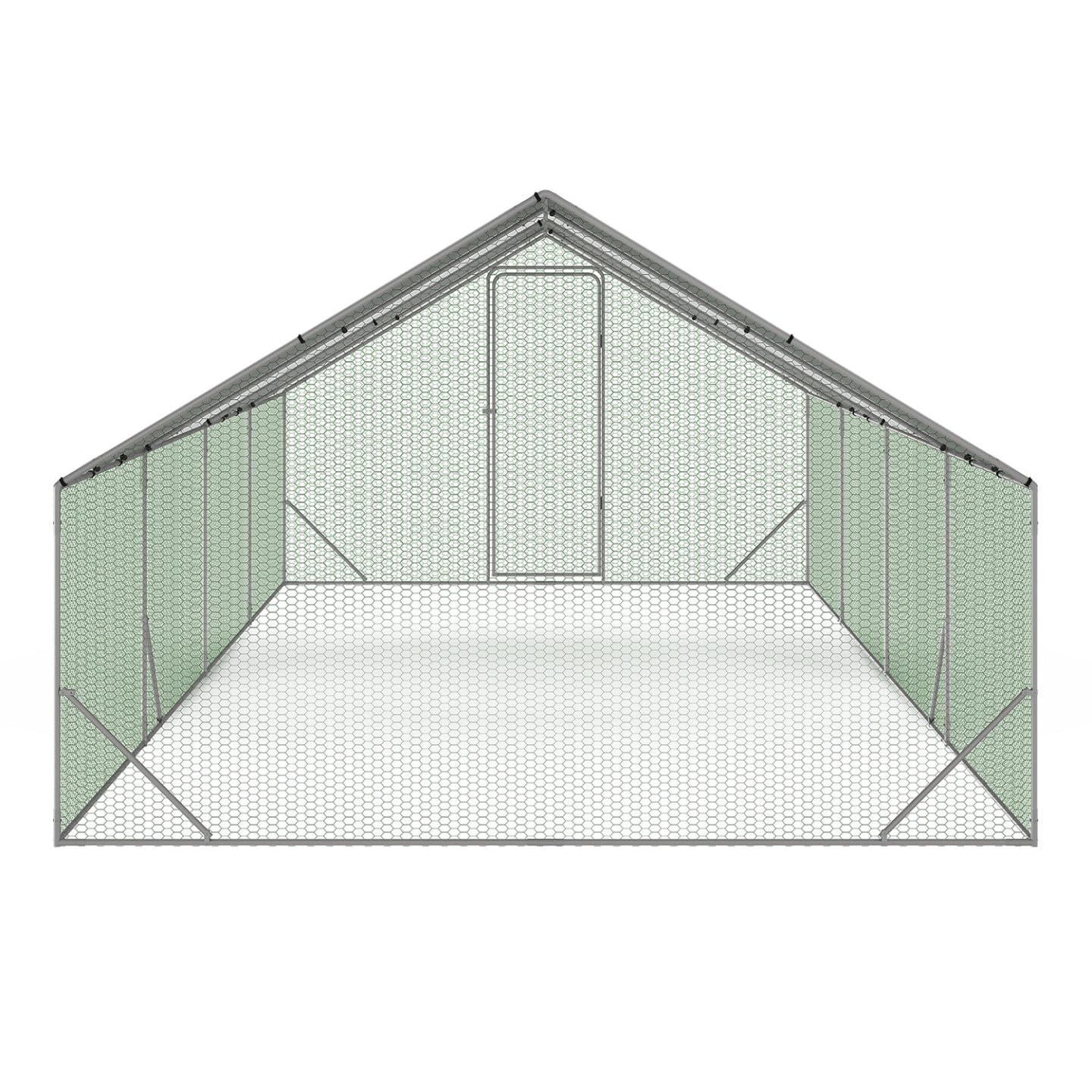 Enclos poulailler 24 m² parc grillagé 8x3x2 m en acier avec bâche de toit porte à loquet pour volailles et petits animaux