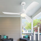 Ventilateur de plafond avec lumière LED QX-05-DE 132 cm moteur DC réversible 6 vitesses télécommande 3 pales éclairage réglable