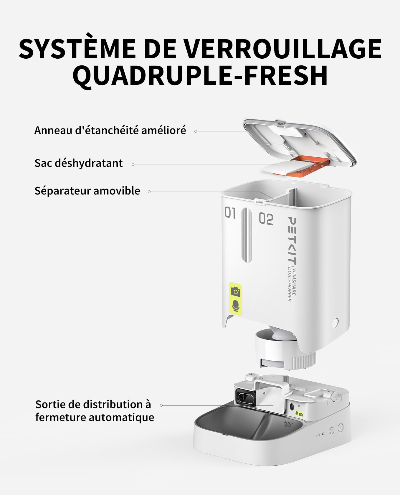 Distributeur automatique de croquettes pour chat P591 avec caméra HD 1080P Wi-Fi 5L double trémie et contrôle application