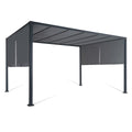 Pergola de jardin coulissante 3 x 4 m structure acier toile polyester 160 g/m² gris anthracite