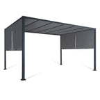 Pergola de jardin coulissante 3 x 4 m structure acier toile polyester 160 g/m² gris anthracite