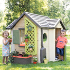 Maison de jardin enfant Garden House avec jardinière treillis mangeoire à oiseaux récupérateur d'eau plastique recyclé 132x128,5x135 cm