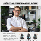Fauteuil de bureau ergonomique N045 avec accoudoirs 4D appui-tête 3D profondeur d'assise réglable inclinaison 4 niveaux support 200 kg