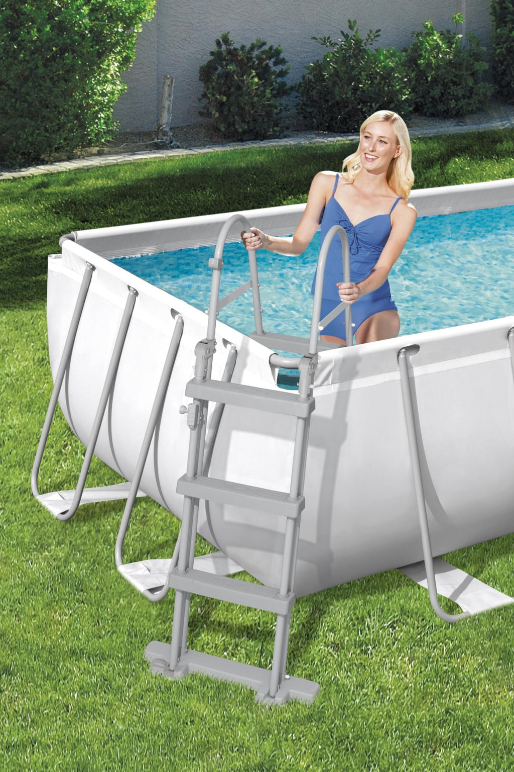 Piscine hors sol rectangulaire tubulaire Power Steel 1056441XXX21 404 x 201 x 100 cm avec pompe de filtration échelle de sécurité et distributeur