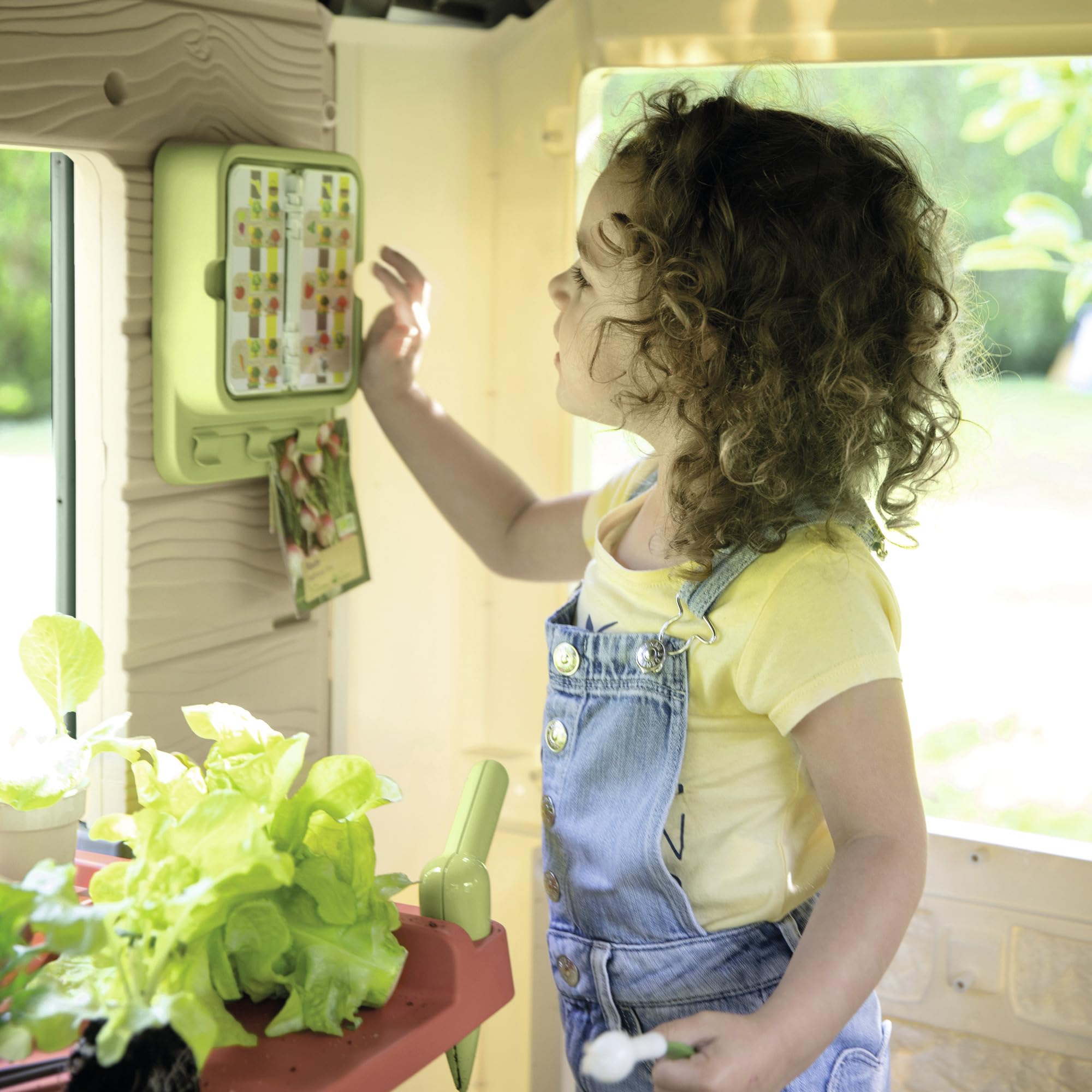 Maison de jardin enfant Garden House avec jardinière treillis mangeoire à oiseaux récupérateur d'eau plastique recyclé 132x128,5x135 cm