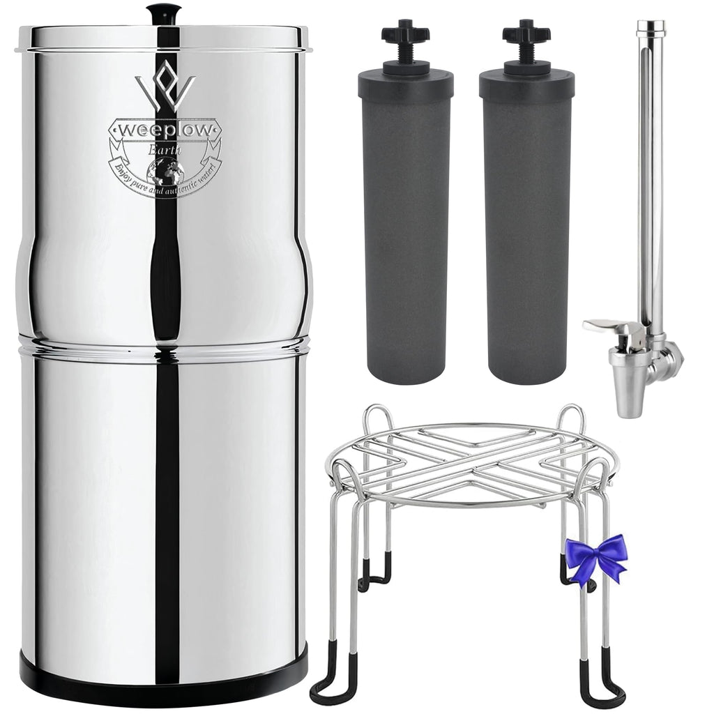 Système de filtration d’eau par gravité Earth WEEP850 en acier inoxydable AISI 304 8,5 L avec 2 éléments filtrants O’Pure 2