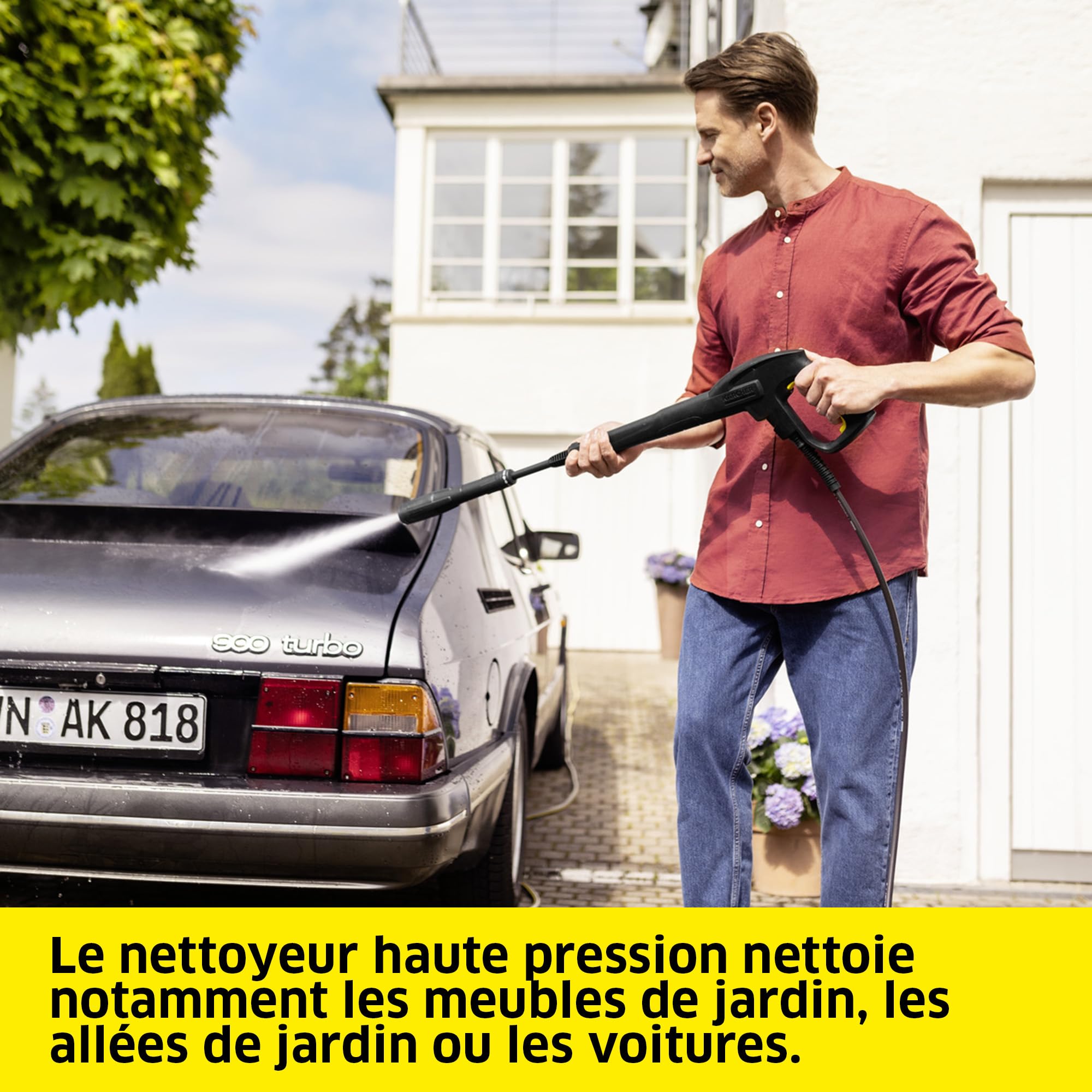 Nettoyeur haute pression K 4 FJ Home 130 bar débit 420 l/h avec pistolet HP lance Vario Power rotabuse buse à mousse et kit terrasse