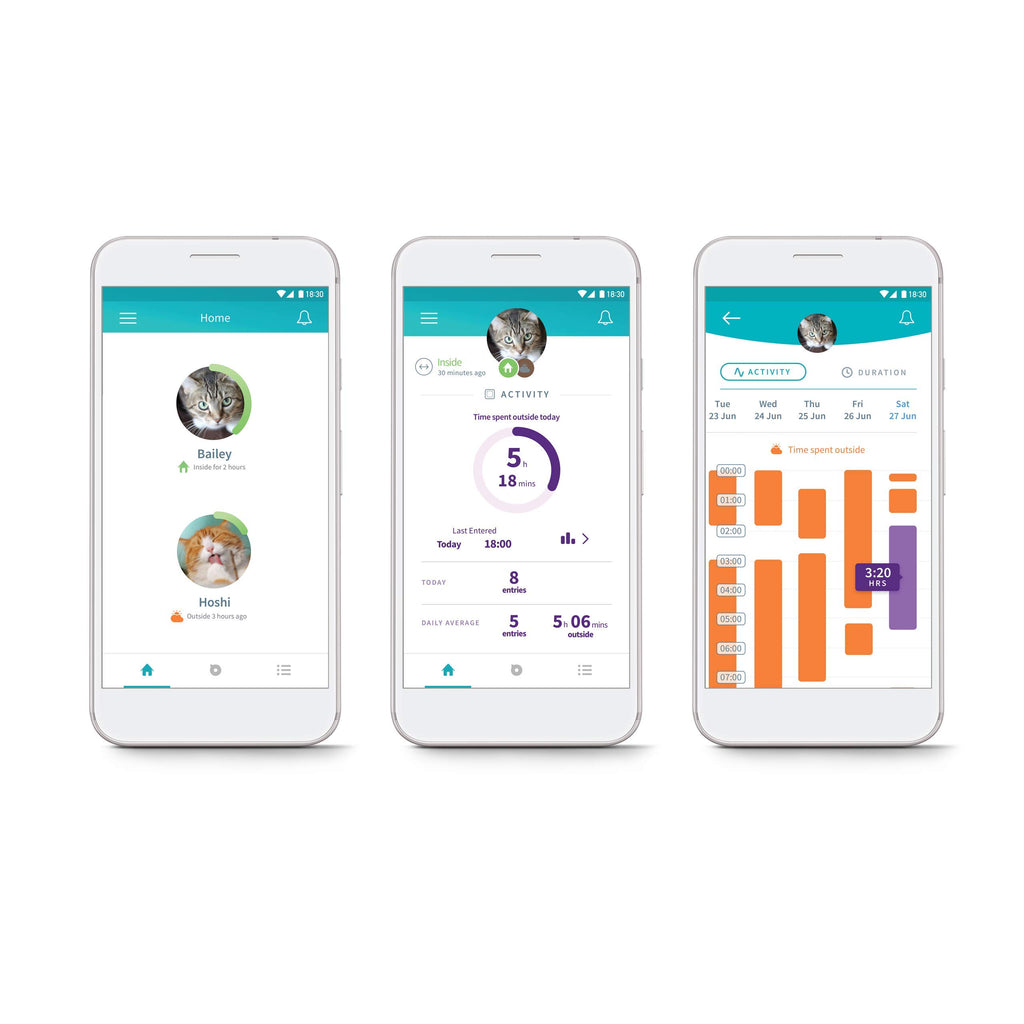 Chatière électronique Connect DualScan avec Hub identification par puce RFID contrôle par application autonomie jusqu'à 6 mois pour chat