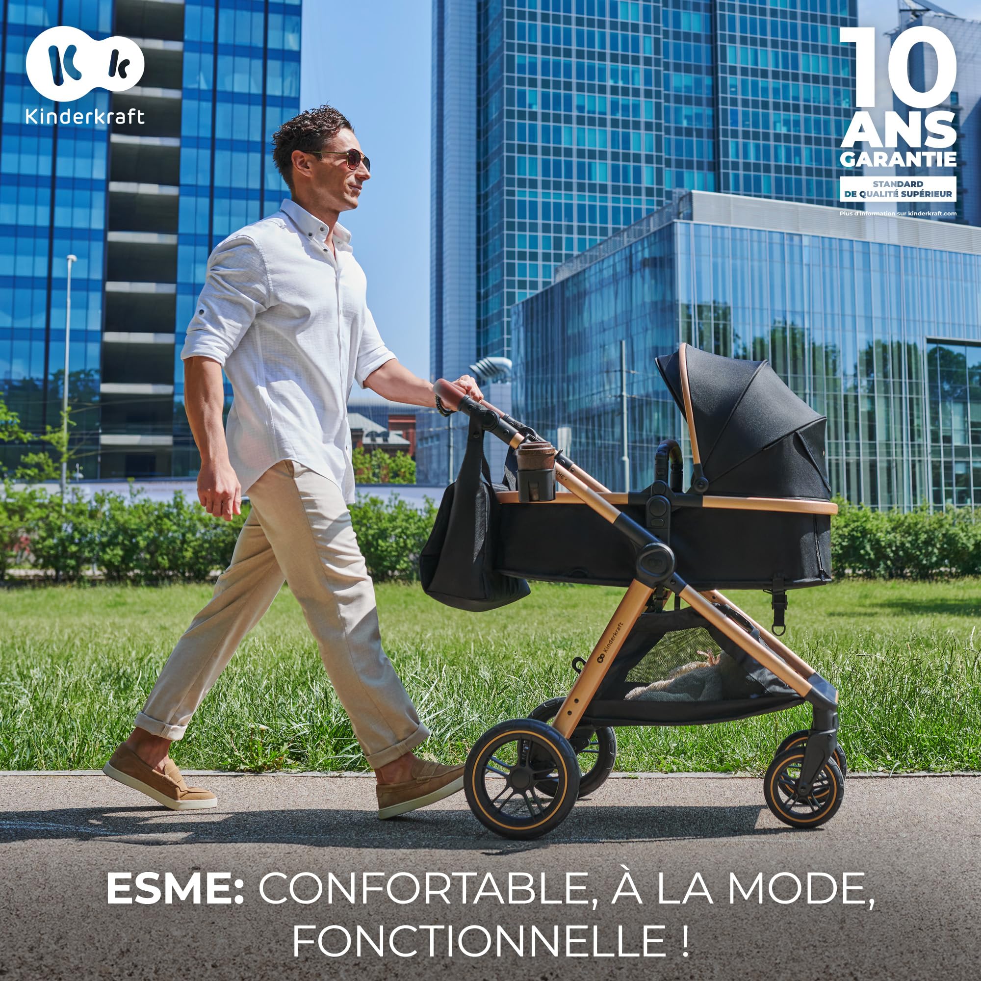 Poussette bébé 3 en 1 ESME avec siège auto Mink Pro i-Size nacelle pliable nouveau-né jusqu'à 25 kg