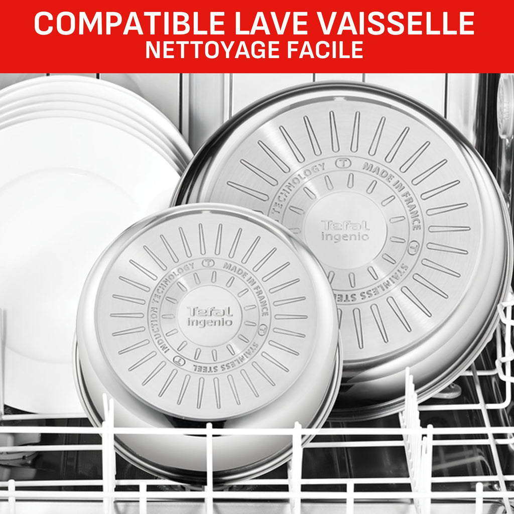 Batterie de cuisine L897SK04 20 pièces induction antiadhésive empilable en acier inoxydable avec poignées amovibles couvercles et accessoires