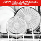 Batterie de cuisine L897SK04 20 pièces induction antiadhésive empilable en acier inoxydable avec poignées amovibles couvercles et accessoires