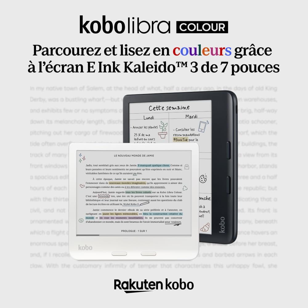 Liseuse eBook couleur Libra Colour écran E Ink Kaleido 3 7 pouces Bluetooth étanche 32 Go stockage audio