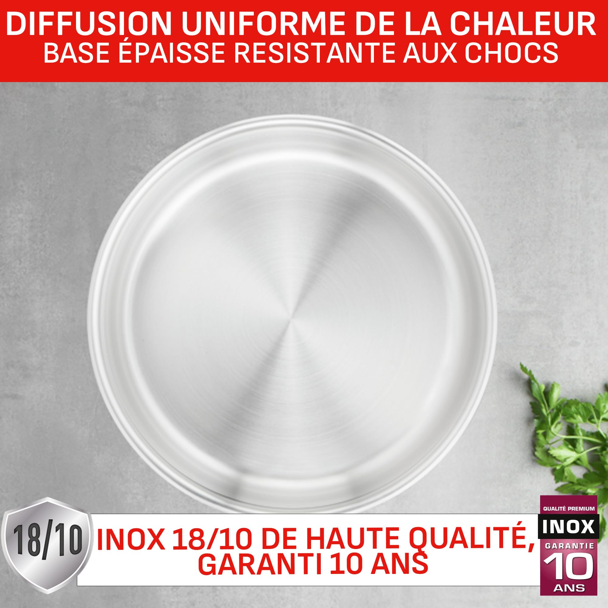 Batterie de cuisine L897SK04 20 pièces induction antiadhésive empilable en acier inoxydable avec poignées amovibles couvercles et accessoires