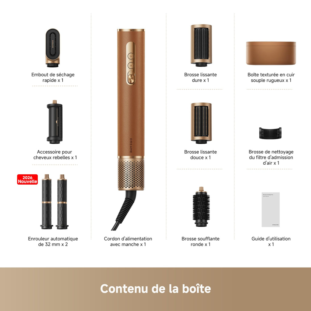 Appareil de coiffure multifonction 7 en 1 AMF18A avec brosse lissante et accessoires de bouclage 1300W