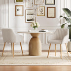 Chaises de salle à manger avec accoudoirs dossier réglable en velours rembourré lot de 6 pieds en bois beige