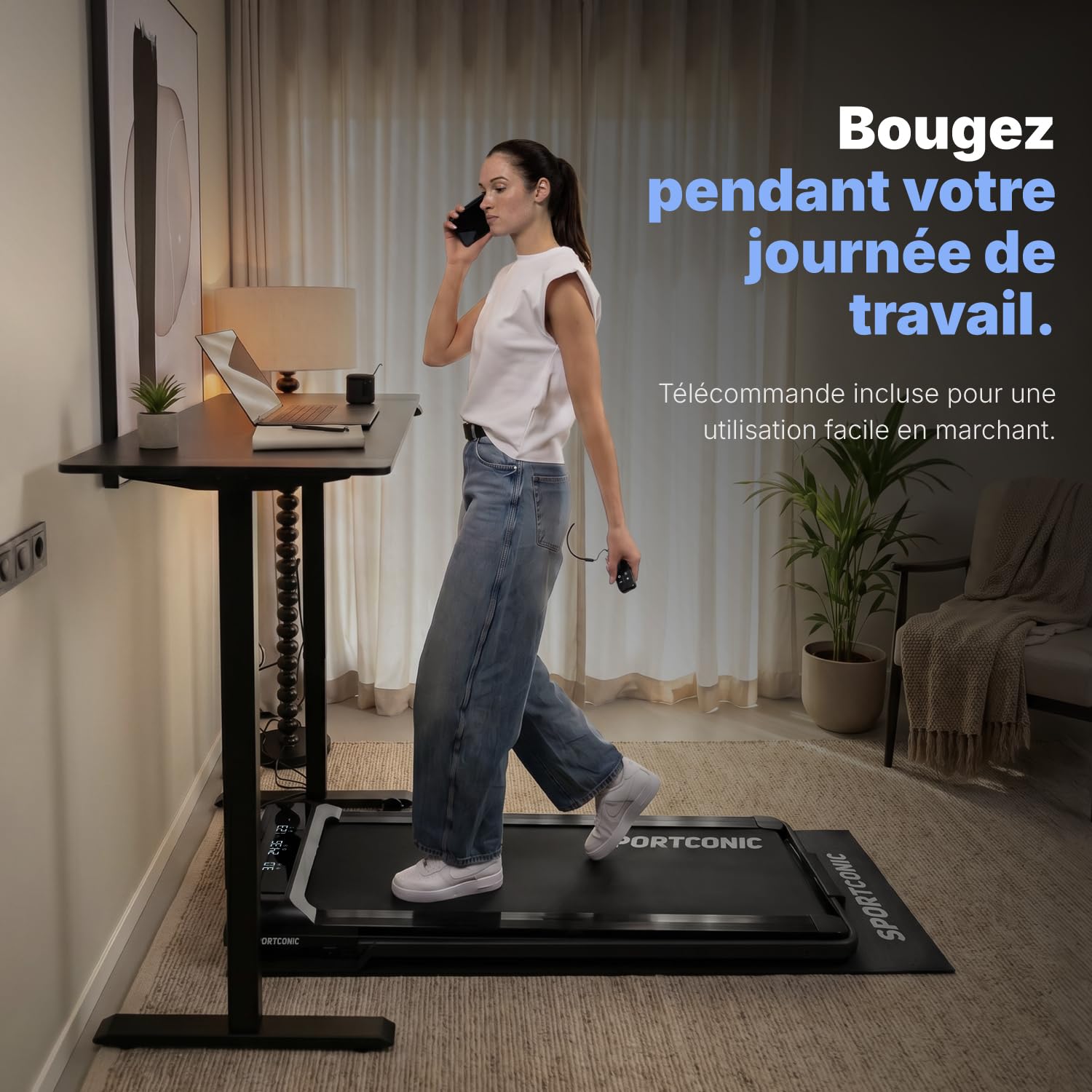 Tapis de course pliable P106FA avec inclinaison manuelle vitesse 12 km/h écran LED télécommande