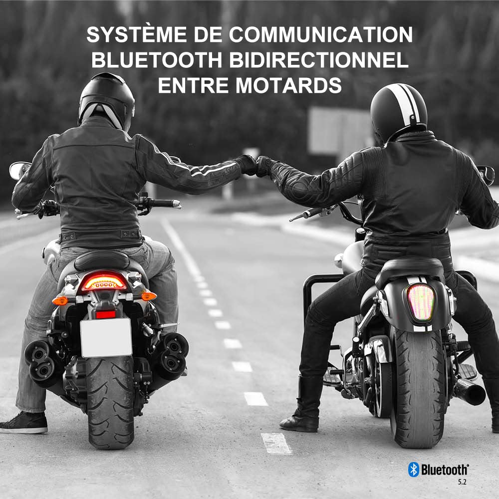 Intercom moto Bluetooth FREECOM 2X communication 2 voies étanche portée 800 m autonomie 13 heures fréquence 20 Hz 20 kHz lot de 2