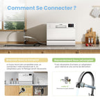 Lave-vaisselle compact pose libre 6 couverts 6 programmes avec écran LED 6,5 L démarrage différé 47 dB blanc