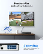 Enregistreur vidéo NVR PoE 8 canaux 4K RLN8-410 avec disque dur 2 To pour caméra de surveillance IP