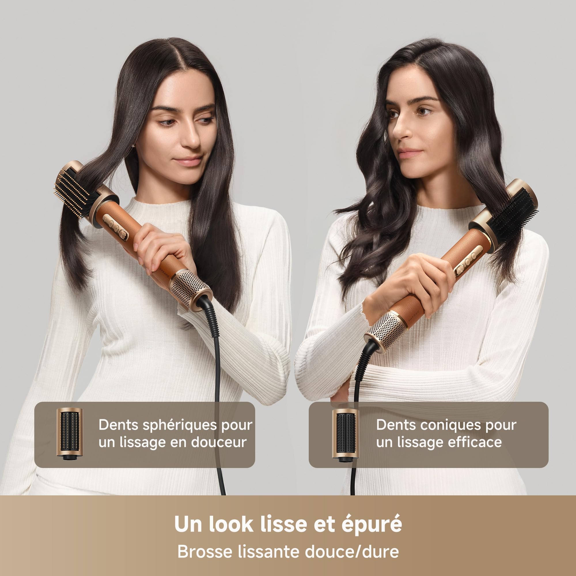 Appareil de coiffure multifonction 7 en 1 AMF18A avec brosse lissante et accessoires de bouclage 1300W