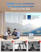 Robot nettoyeur de vitres WINBOT W2 Pro Omni avec station multifonction buse triple pulvérisation système de protection 12 niveaux